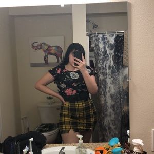 Yellow plaid mini skirt